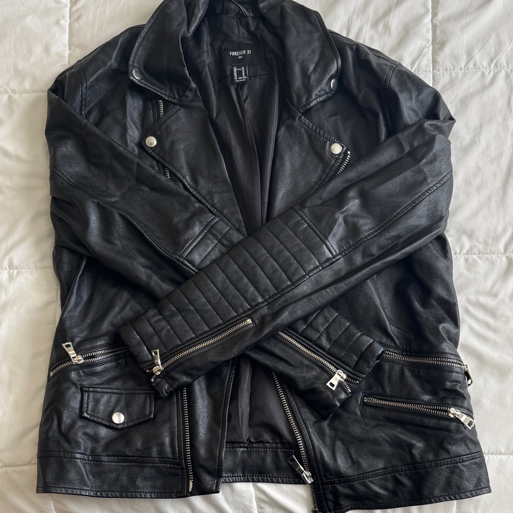 Forever 21 Black Faux Leather Biker Jacket